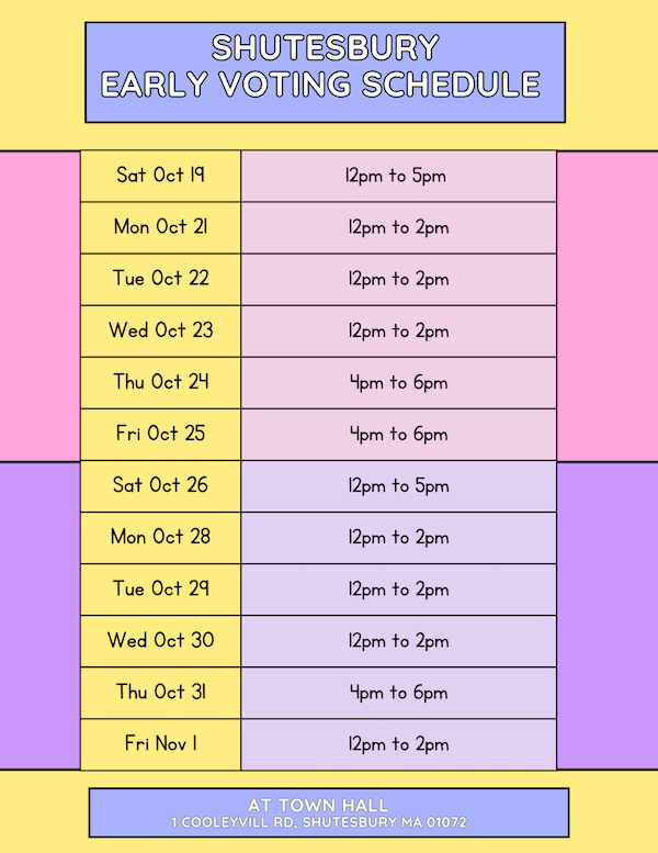 Schedule Saturday, October 19: 12pm-5pm  Sunday, October 20: CLOSED  Monday October 21: 12pm-2pm  Tuesday October 22: 12pm-2pm  Wednesday October 23: 12pm-2pm  Thursday October 24: 4pm-6pm  Friday October 25: 4pm-6pm  Saturday October 26: 12pm-5pm  Sunday October 27: CLOSED  Monday October 28: 12pm-2pm  Tuesday October 29: 12pm-2pm  Wednesday October 30: 12pm-2pm  Thursday October 31: 4pm-6pm  Friday November 1: 4pm-6pm